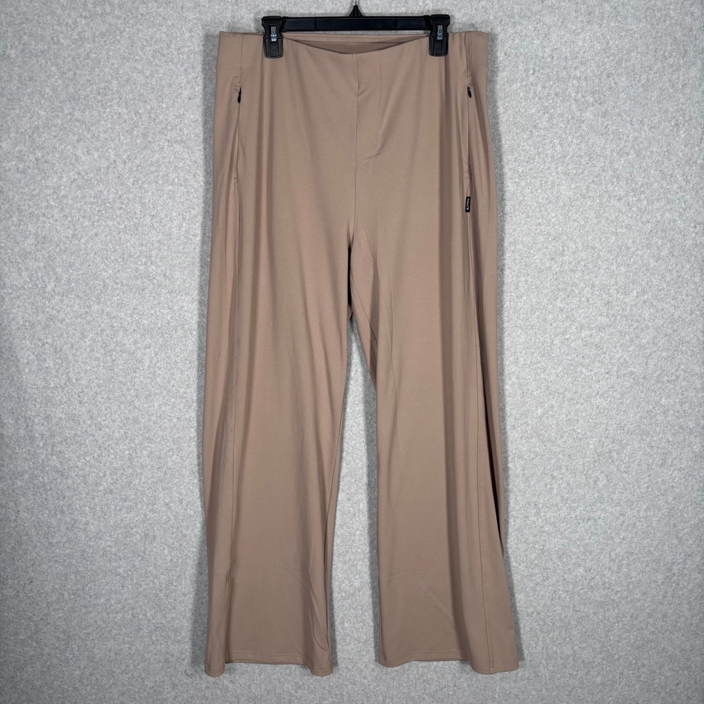 NEW Baleaf Wide Leg Pants 2XL Tan Pockets Stretch Hiking Travel Neutral Career